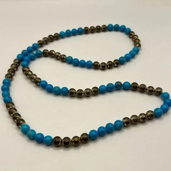 Kingman Turquoise and Sterling Silver Beaded Necklace